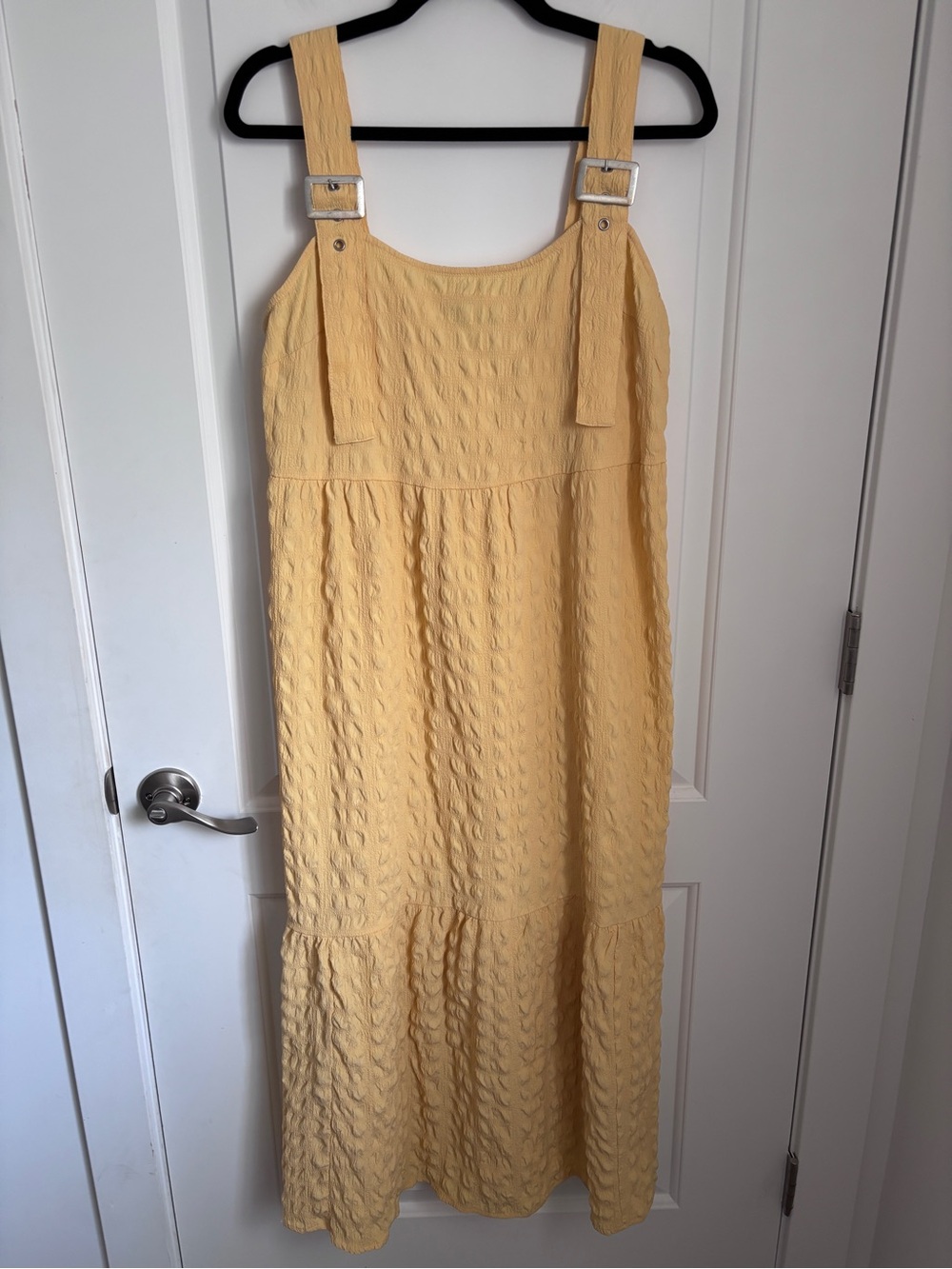 ASOS Yellow Tiered Textured Midi Sundress - Size 8
